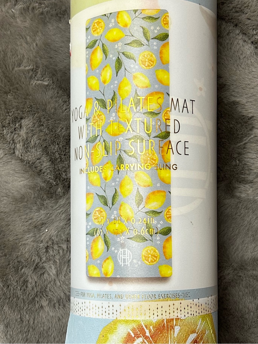 HOUSE OF HARLOW 1960 Capri Lemon Print Blue Yellow Yoga Pilates Mat. NWT